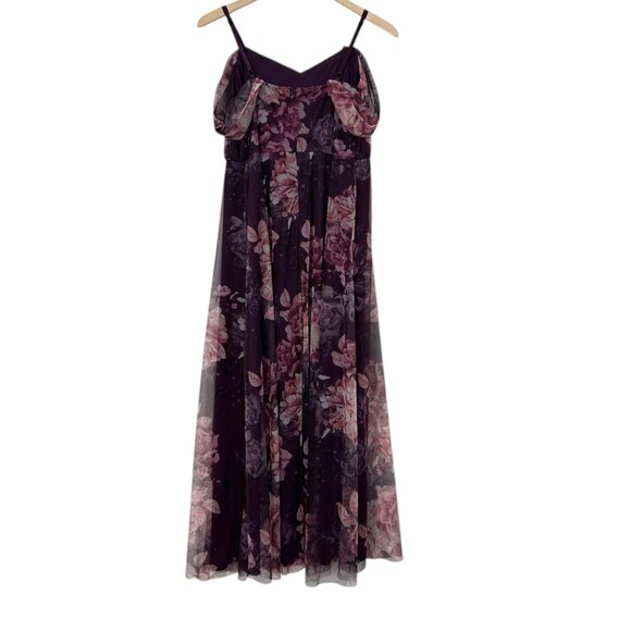 Candalite Spaghetti Strap Floral Sheer Sparkly Fairy Whimisgoth Maxi Dress (PL) - Picture 6 of 16